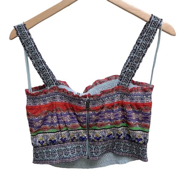 Alice + Olivia Lois Printed Smocked Crop TopIn Ritzymulti Size L NWT - Picture 5 of 11